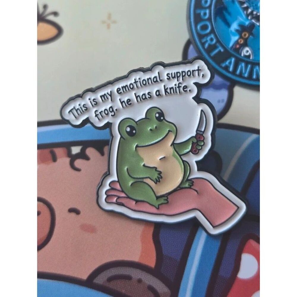 Emotional support frog pen enamel accessory